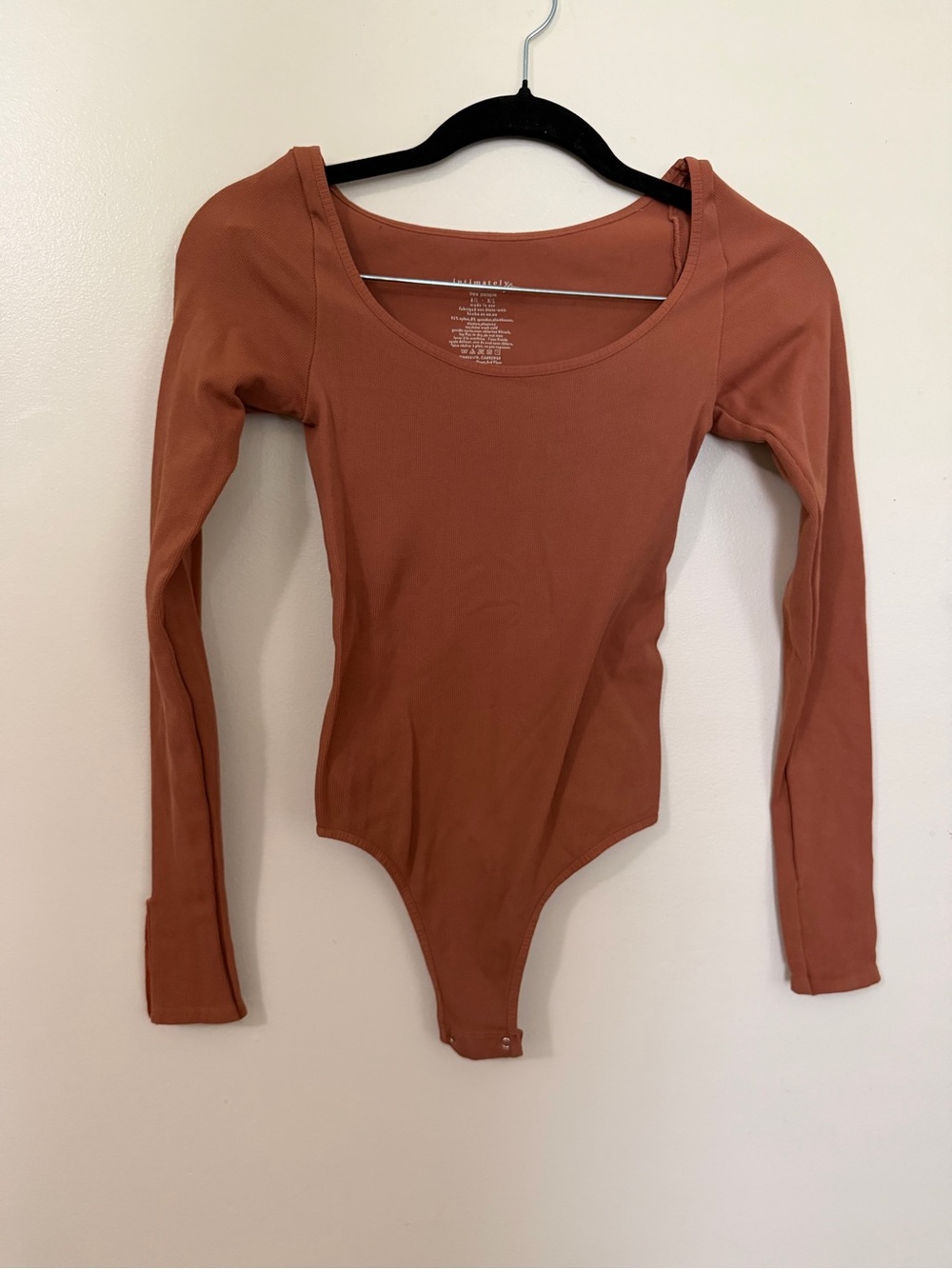 Free People Long Sleeve Scoop Neck Bodysuit - Rust Brown